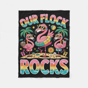 Our Flock Rocks Flamingo Summer Vacation Family Fleece Blanket