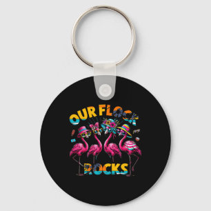 Our Flock Rocks Flamingo Summer Vacation Family Ma Key Ring