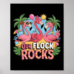 Our Flock Rocks Flamingo Summer Vacation Family Ma Poster