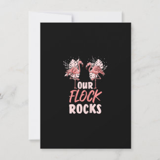 Our Flock Rocks Funny Flamingo Animal Family Humou Invitation