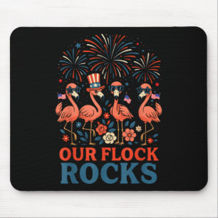 Our Flock Rocks Patriotic Flamingo For Men, Women Mouse Pad
