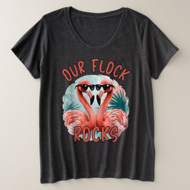 Our Flock Rocks Plus Size T-Shirt (Design Front)