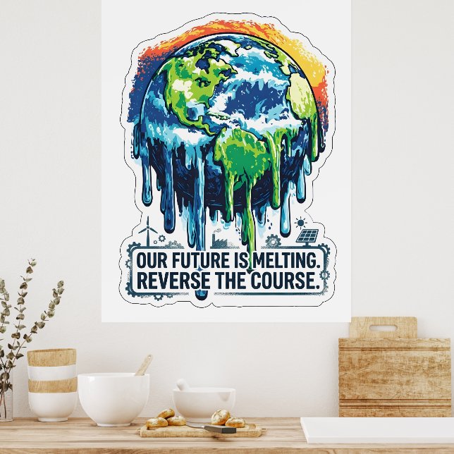 Our Future is Melting | Global Warming Awareness Poster (Kitchen)