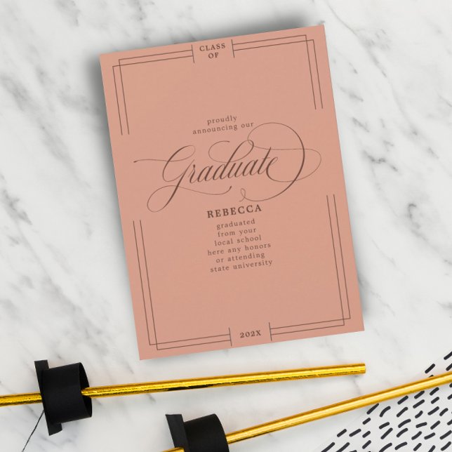 Our Graduate Classic Script Terracotta Graduation Announcement (Creator Uploaded)