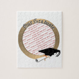 Our Graduate Graduation Cap w/Gold Frame Jigsaw Puzzle