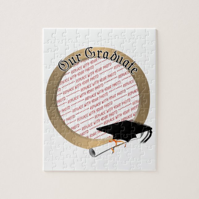 Our Graduate Graduation Cap w/Gold Frame Jigsaw Puzzle (Vertical)