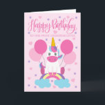 Our Granddaughter Unicorn On Rainbow Birthday Card<br><div class="desc">An adorable unicorn sitting on a rainbow surrounded by balloons and confetti. The top of the card has the hand lettered words 'Happy Birthday'. The perfect card for your sweet granddaughter's birthday from 'plural' you!</div>