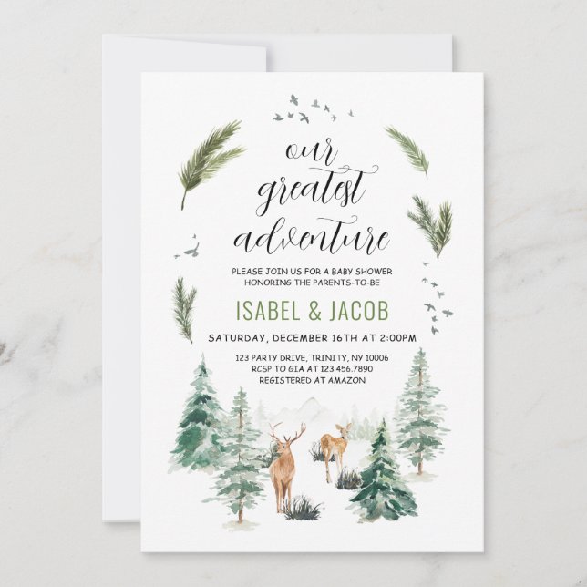 Our Greatest Adventure Baby Shower Invitation (Front)