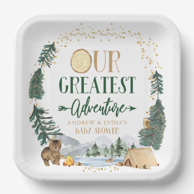 Our Greatest Adventure Baby Shower Plates (Front)
