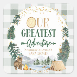 Our Greatest Adventure Baby Shower Square Sticker
