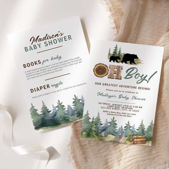 Our Greatest Adventure Mama Bear Baby Shower Invitation (Creator Uploaded)