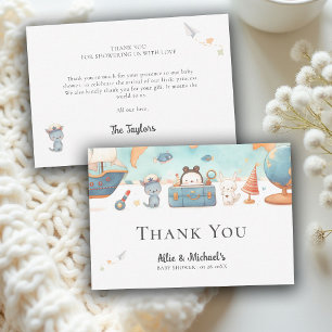 Our Greatest Adventure Map Neutral Baby Shower Thank You Card