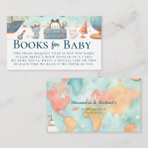 Our Greatest Adventure Map Teal Books Baby Shower Enclosure Card