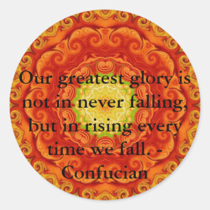 Our greatest glory is not in never falling, but... classic round sticker