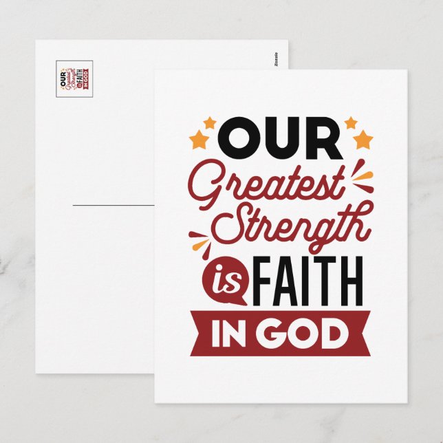 Our Greatest Strength Is Faith in God Quote Holiday Postcard (Front/Back)