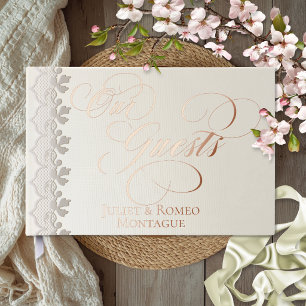 Our Guests Lace - Cream Foil Guestbook