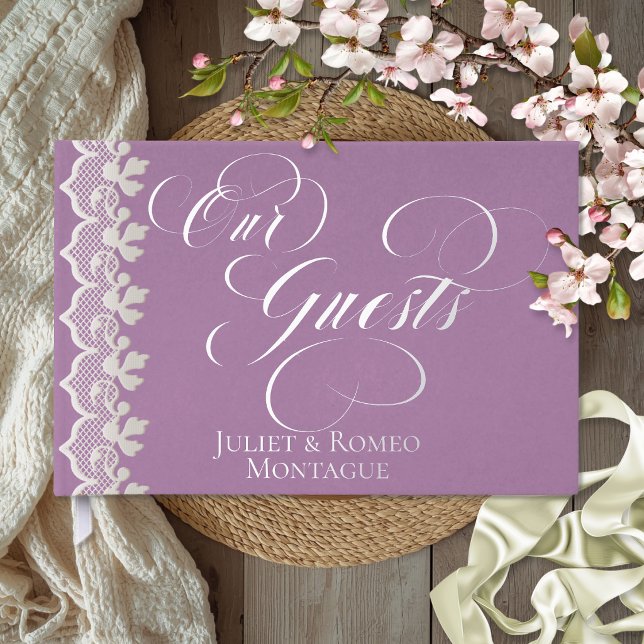 Our Guests Lace - Lavender Foil Guestbook (Creator Uploaded)