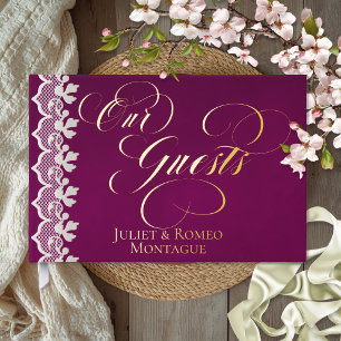 Our Guests Lace - Plum Foil Guestbook