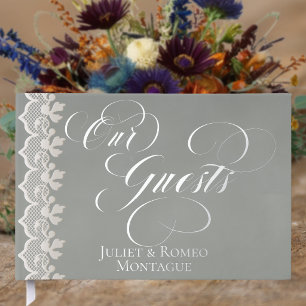 Our Guests Lace - Sage Foil Guestbook