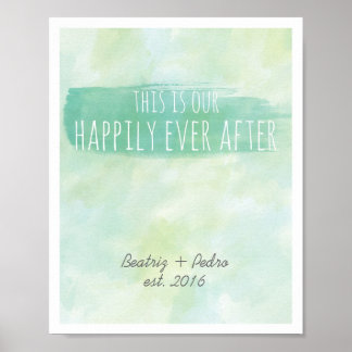 Our Happily Ever After Personalised Couple Emerald Poster