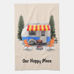Our happy place camper trailer tea towel