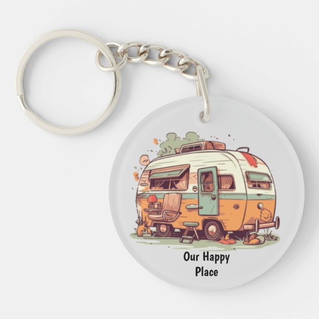 Our happy place camping trailer key ring (Front)