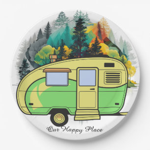 Our Happy Place. Retro Camping Paper Plate