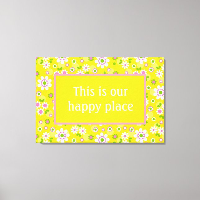 Our Happy Place Retro Mod Flowers  Canvas Print (Front)