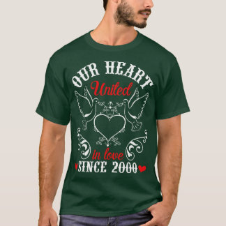 Our Heart United In Love Since 2000 Happy Wedding T-Shirt