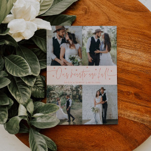 Our Hearts Are Full Wedding Photo Peach Thank You Card
