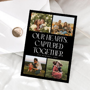 Our Hearts Black Multi Photo Valentines Day  Holiday Card