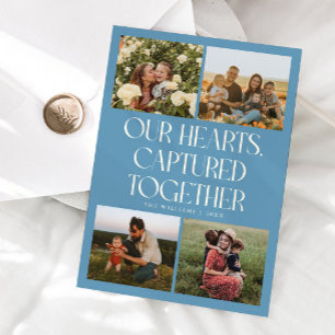 Our Hearts Denim Blue Multi Photo Valentines Day  Holiday Card