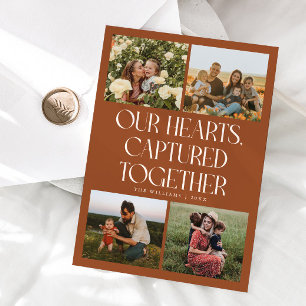 Our Hearts Terracotta Multi Photo Valentines Day  Holiday Card