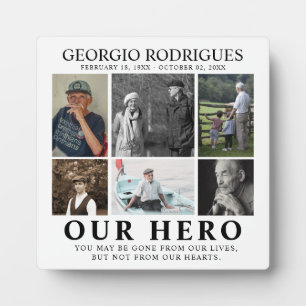 Our Hero Photo Collage Memorial Plaque