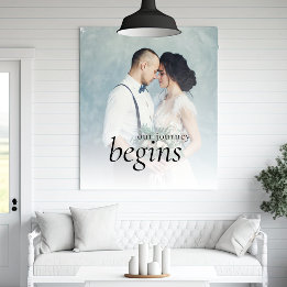 Our Journey Begins Custom Photo Newlyweds Faux Can Canvas Print