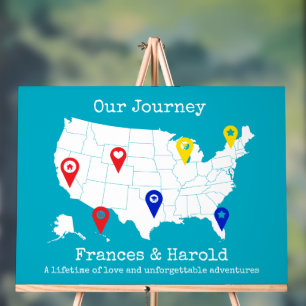 Our Journey - Personalised USA Map Milestone Acrylic Sign