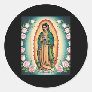 Our Lady De Guadalupe Sant Mary Back Print Christi Classic Round Sticker