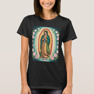 Our Lady De Guadalupe Sant Mary Back Print Christi T-Shirt