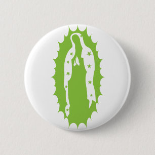 OUr Lady Guadalupe Modern lime green 6 Cm Round Badge