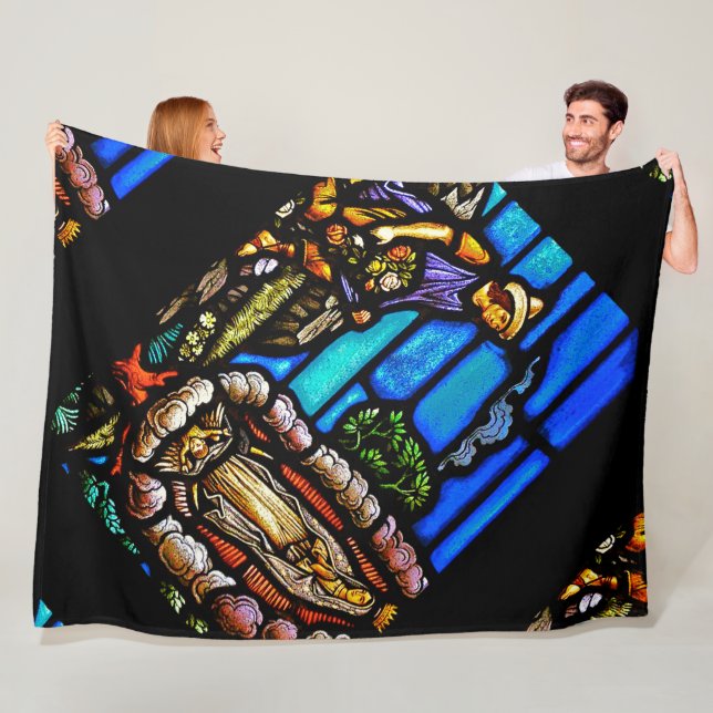 Our Lady Guadalupe Nuestra Senora Stained Glass Fleece Blanket (In Situ)