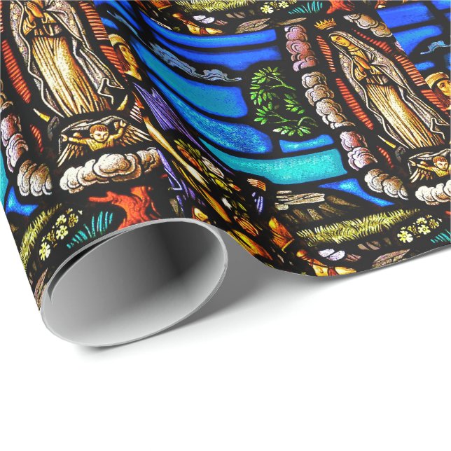 Our Lady Guadalupe Nuestra Senora Stained Glass Wrapping Paper (Roll Corner)
