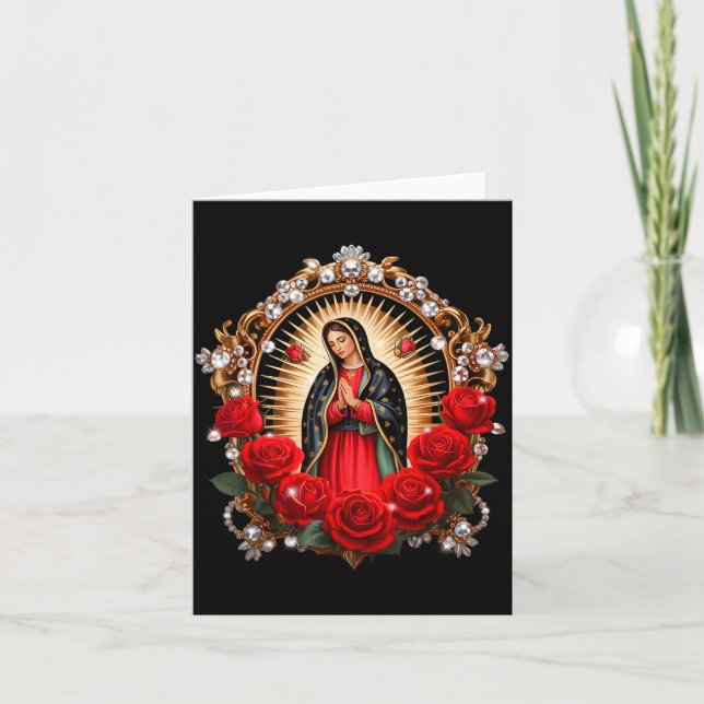 Our Lady Guadalupe Saint Virgin Mary In Roses Flow Card (Front)