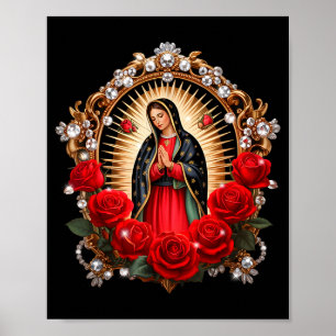 Our Lady Guadalupe Saint Virgin Mary In Roses Flow Poster