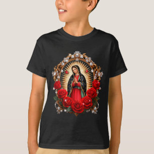 Our Lady Guadalupe Saint Virgin Mary In Roses Flow T-Shirt