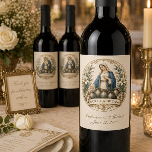 Our Lady of Cana Catholic Wedding Wine Bottle Labe Label
