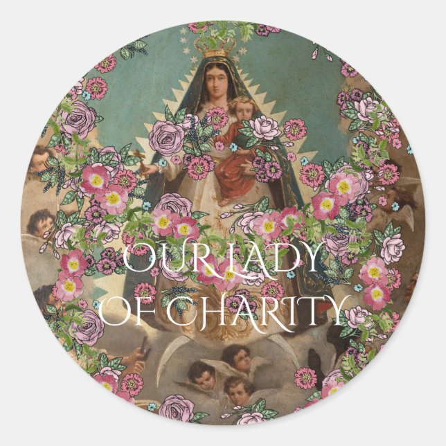 our lady of charity classic round sticker (Front)