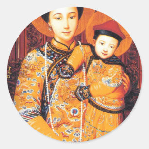 Our Lady of China (中华圣母, 中華聖母) Chi Classic Round Sticker