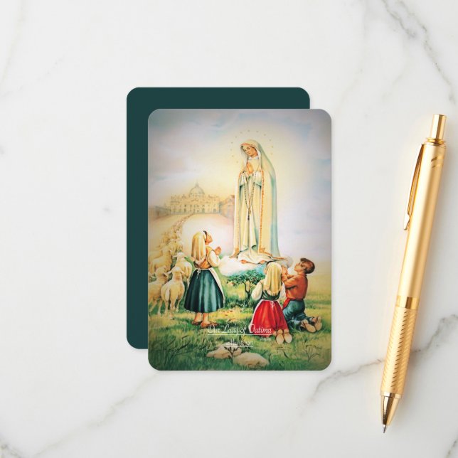 Our Lady of Fatima 1917 with Fatima Prayer Enclosure Card (Front/Back In Situ)