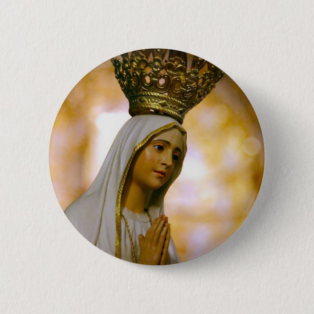 Our Lady of Fatima 6 Cm Round Badge (Front)