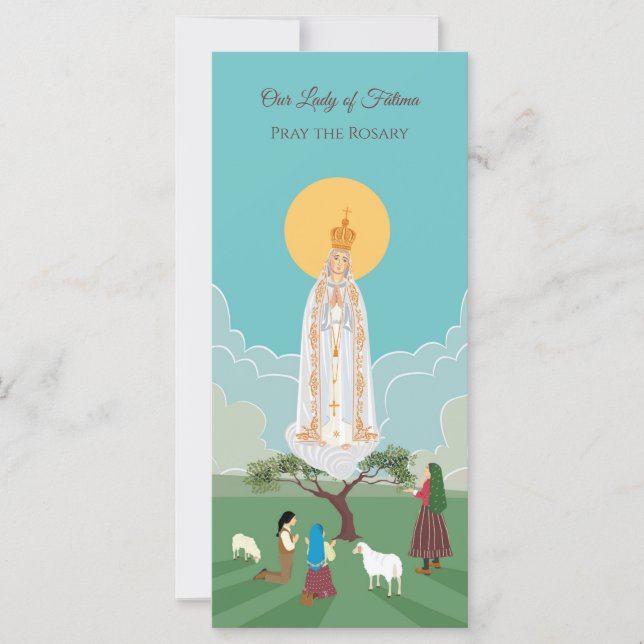 Our Lady of Fatima and the shepherds prayer card (Front)